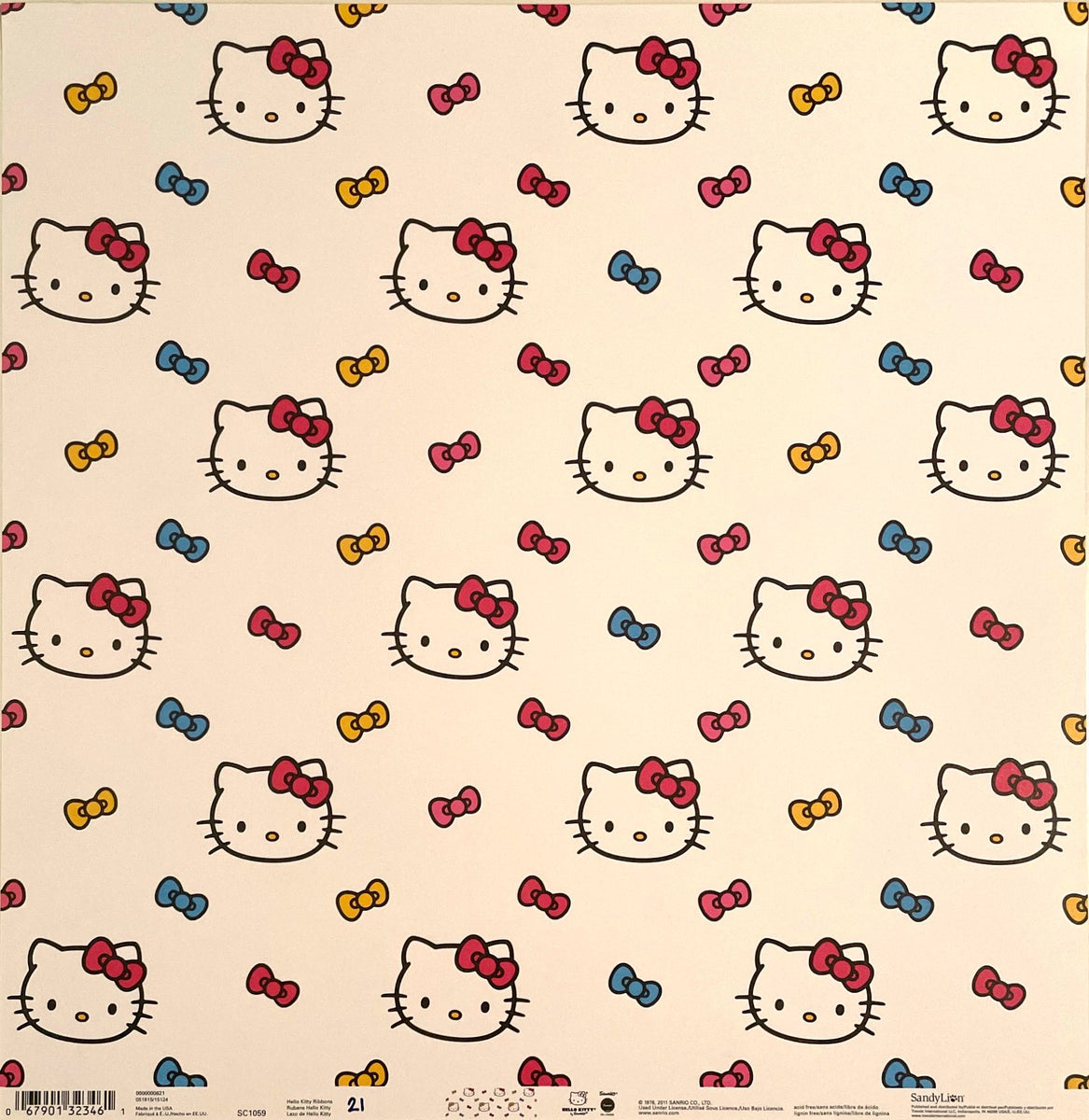  Sandylion Hello Kitty Ribbons 12 x 12 Scrapbook Paper : Home  & Kitchen