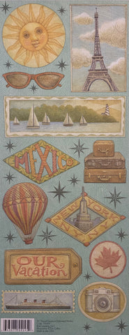 Travel Vacation Embossed Stickers