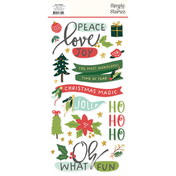 Simple Stories Santa's Village Foam Stickers with Foil Accents