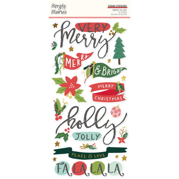 Simple Stories Santa's Village Foam Stickers with Foil Accents