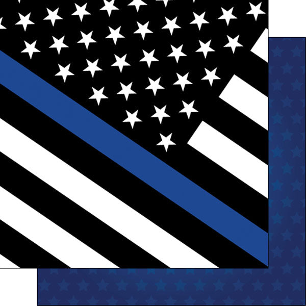 Police Blue Line Flag 12x12 Paper