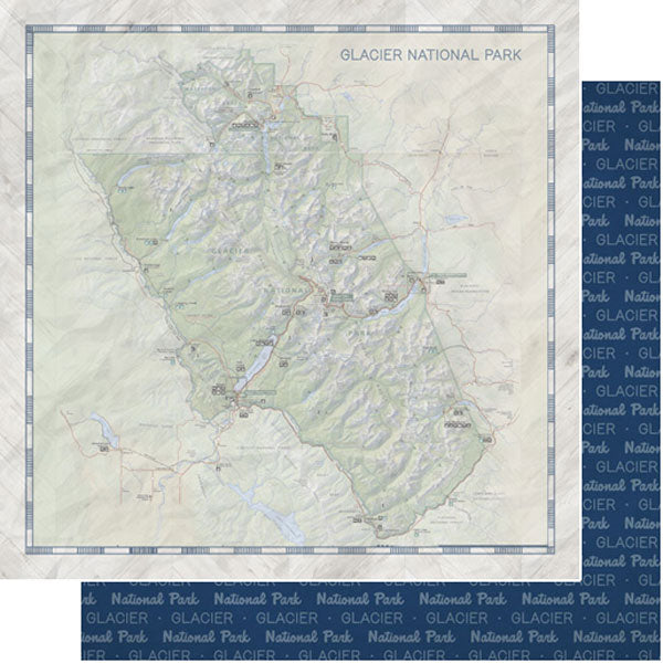 Glacier National Park Map and Words Paper