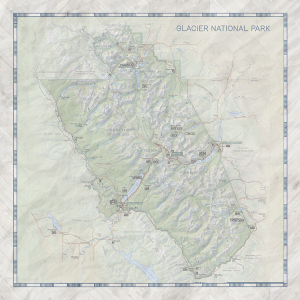 Glacier National Park Map and Words Paper