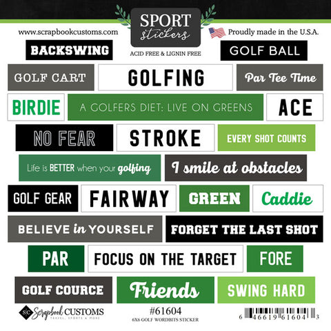 Golf Wordbits Sports Stickers