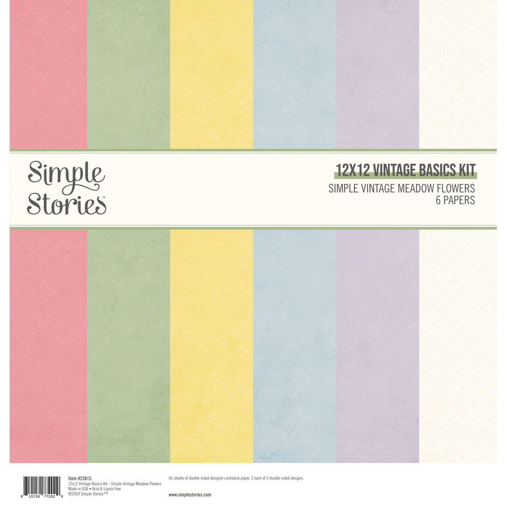 Simple Vintage Meadow Flowers 12x12 Cardstock Kit