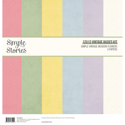 Simple Vintage Meadow Flowers 12x12 Cardstock Kit