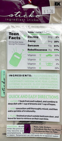 Teen Ingredient Stickers