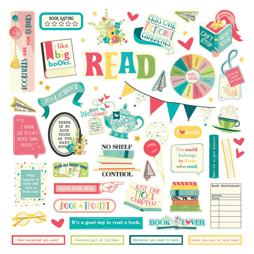 Book Club Element Stickers 12x12 Sheet