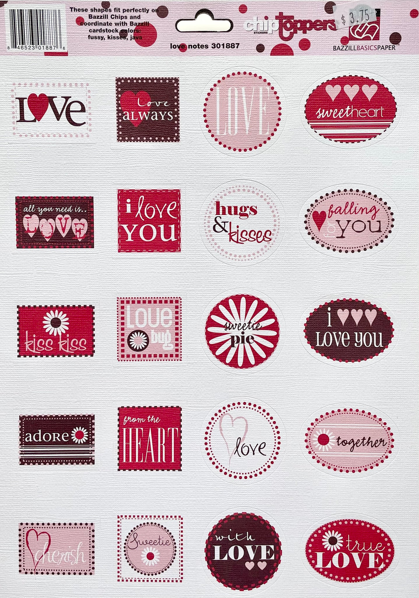 Love Notes Bazzill Stickers