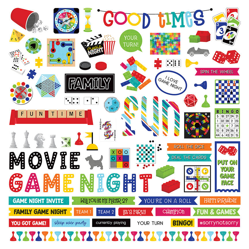 Family Fun Night 12x12 Element Stickers