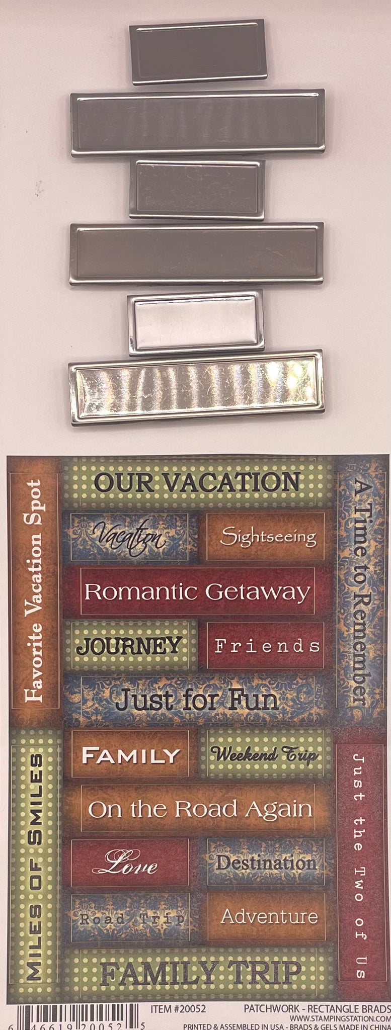 Travel Patchwork Rectangle Brads