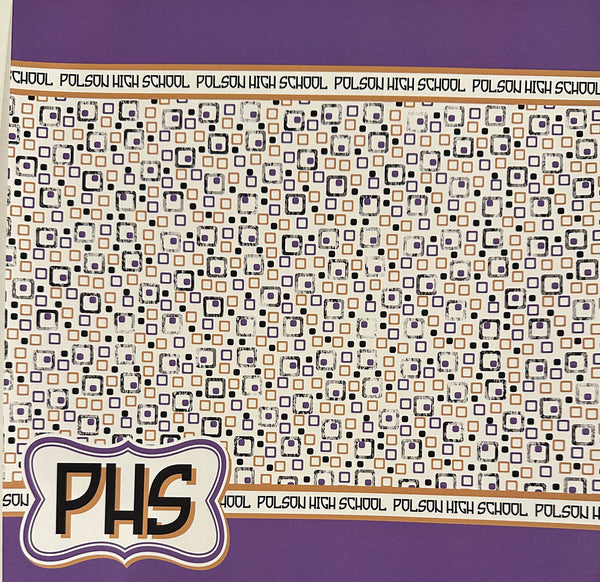 Polson High School Retro Squares 12x12 Paper