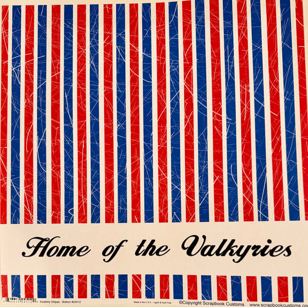Home of the Vikings Valkyries Scratchy Stripes Bottom 12x12 Paper