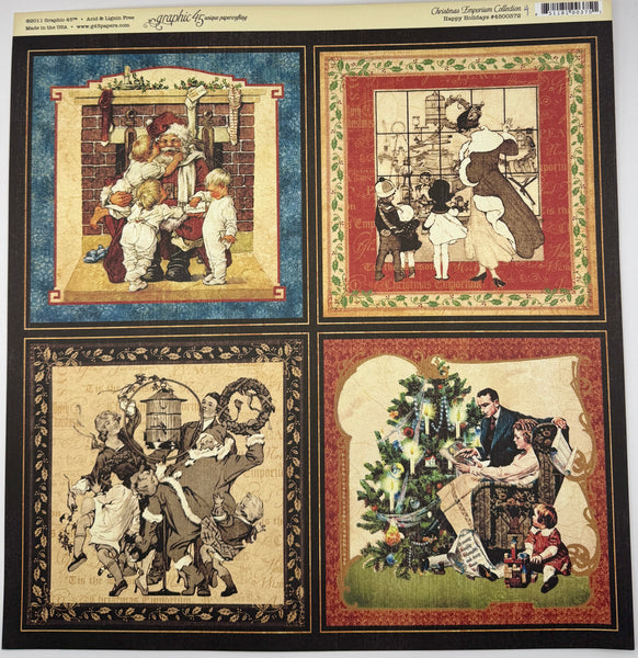 Graphic 45 Christmas Emporium 12x12 Happy Holidays Paper