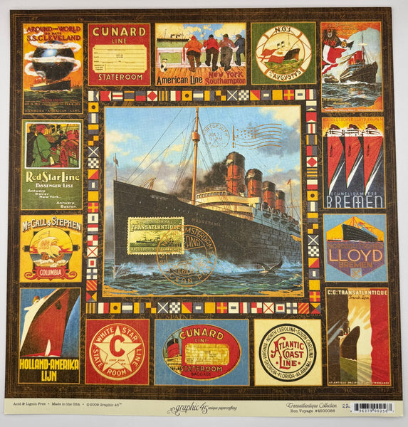 Graphic 45 Transatlantique Bon Voyage 12x12 Paper