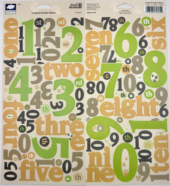Cloud 9 Design Pet Collection Cat and Dog Cardstock Number Sticker Sheet