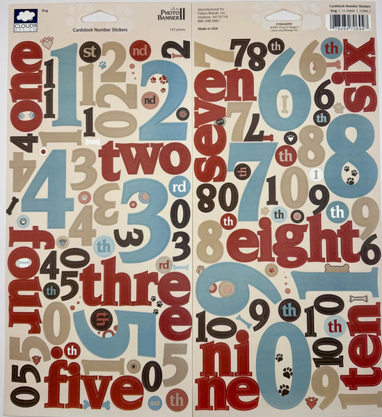 Cloud 9 Design Pet Collection Cat and Dog Cardstock Number Sticker Sheet