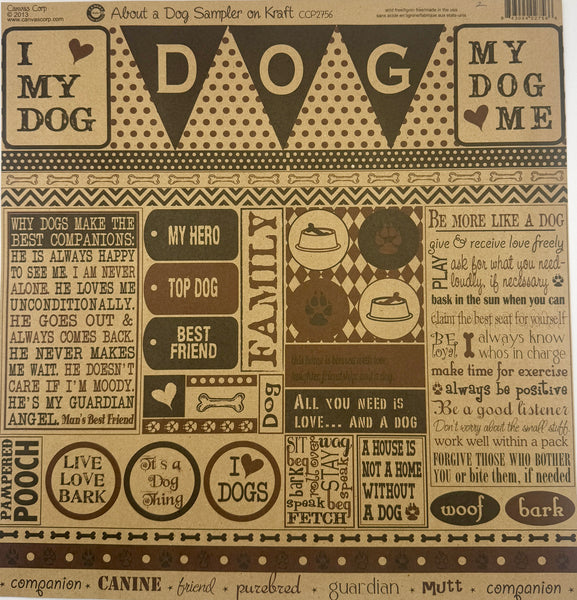 Dog on Kraft 12x12 Paper