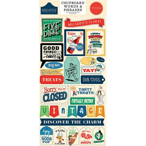 Carta Bella Mercantile Chipboard 6x12 Sticker Sheet