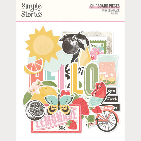 Simple Stories Pink Lemonade Chipboard Pieces