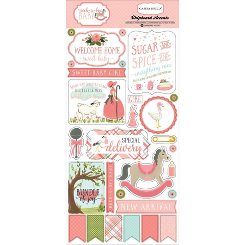 Rock-A-Bye Baby Girl Chipboard Accents