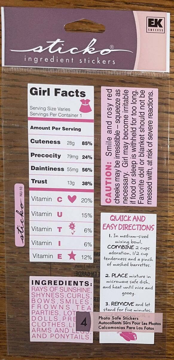 Girl Ingredient Stickers