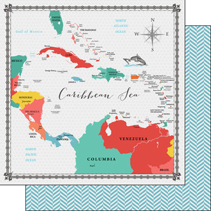 Caribbean Sea Memories Map Paper