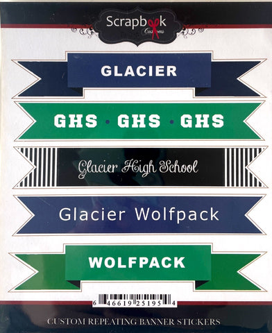 Glacier Wolfpack Repeating Banner Stickers