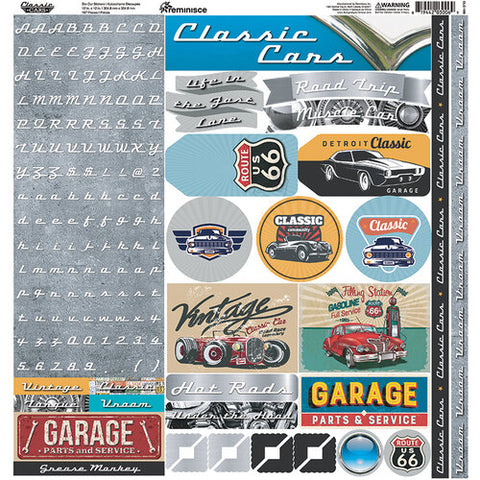 Reminisce Classic Cars Sticker Sheet 12x12