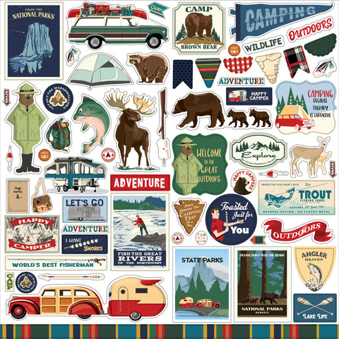 Outdoor Adventures Element Sticker Sheet 12x12