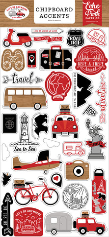 Let's Go Anywhere Chipboard Accents Stickers