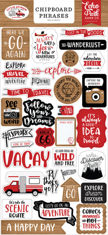 Let's Go Anywhere Chipboard Phrases Stickers