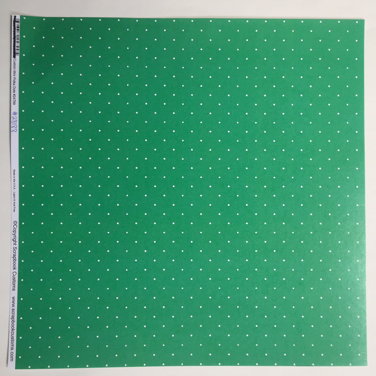 White Mini Polka Dots on Green