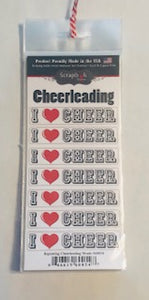 Repeating I Love Cheer Stickers