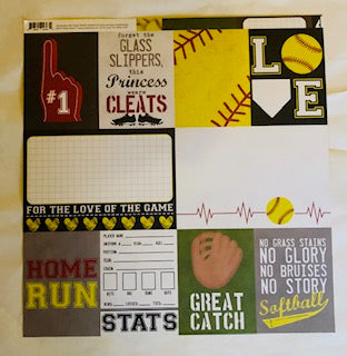 Softball Journaling Card Paper
