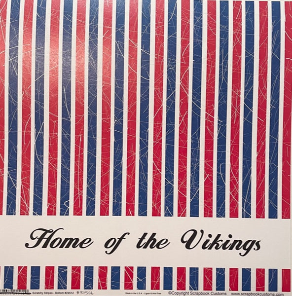 Home of the Vikings Valkyries Scratchy Stripes Bottom 12x12 Paper