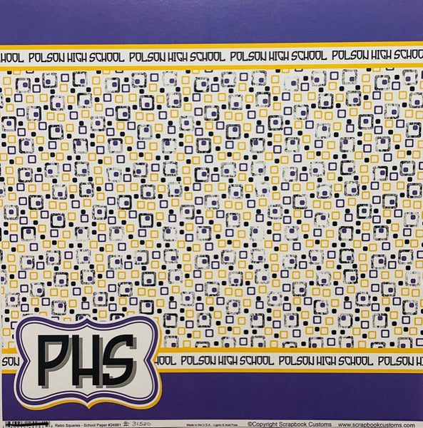 Polson High School Retro Squares 12x12 Paper