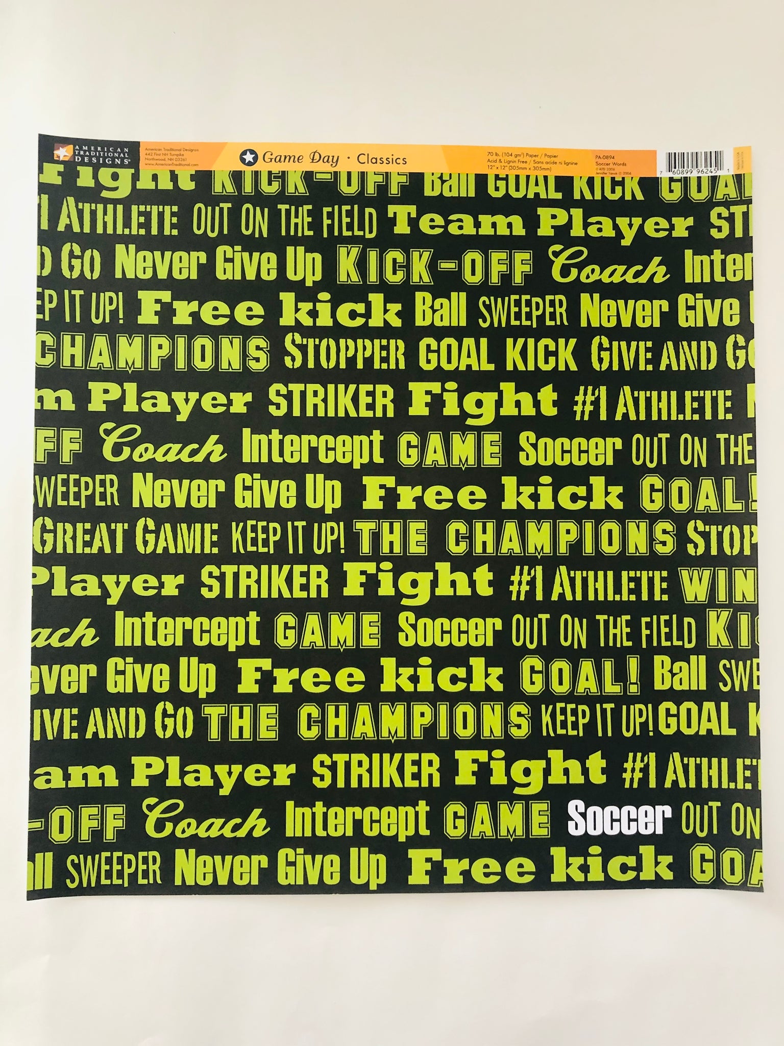 Game Day Soccer Words Paper