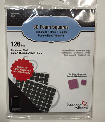 3D Adhesive Foam Squares Black
