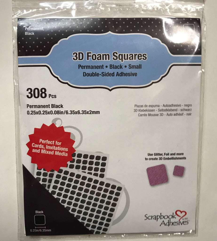 Scrapbook adhesives 3D Foam Squares, Black Small Size, 308 pcs