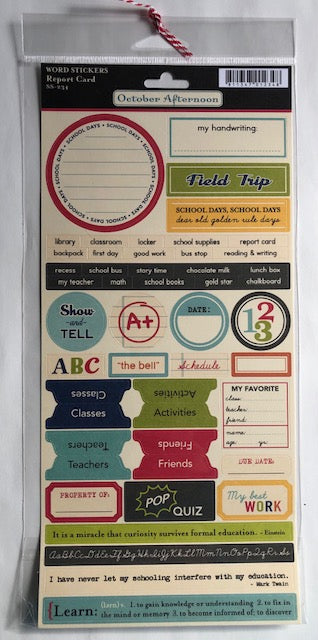 Report Card Word Stickers