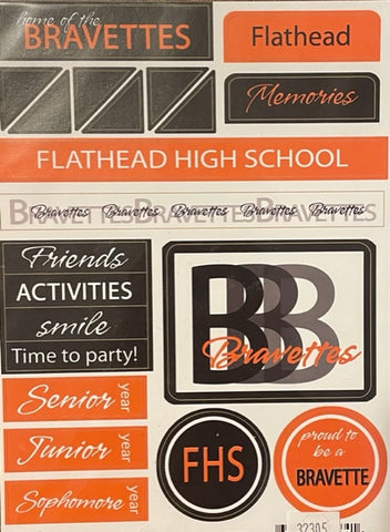 Flathead Bravettes School Grunge Stickers