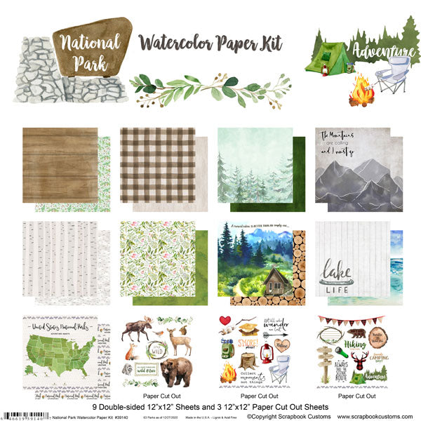 National Park Watercolor Paper Kit