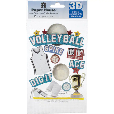 Volleyball 3D Glitter Stickers